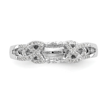 14k White Gold Diamond Round CZ Criss Cross Engagement Ring