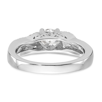 14k White Gold Diamond Round CZ Criss Cross Engagement Ring