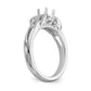 14k White Gold Diamond Round CZ Criss Cross Engagement Ring