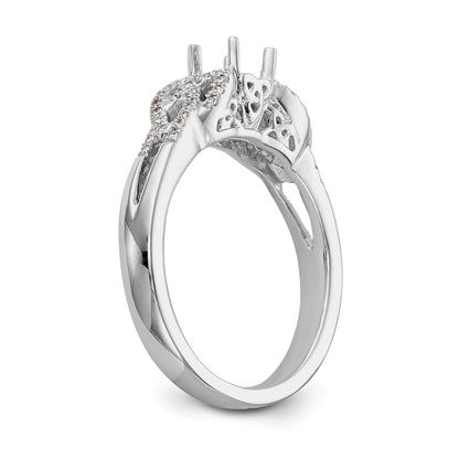 14k White Gold Diamond Round CZ Criss Cross Engagement Ring
