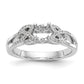 14k White Gold Diamond Round CZ Criss Cross Engagement Ring
