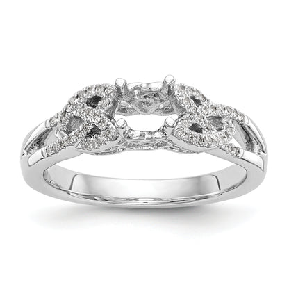 14k White Gold Diamond Round CZ Criss Cross Engagement Ring