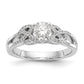 14k White Gold Diamond Round CZ Criss Cross Engagement Ring