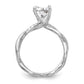 14k White Gold Diamond Round CZ Criss Cross Engagement Ring