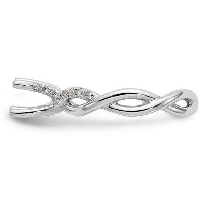 14k White Gold Diamond Round CZ Criss Cross Engagement Ring