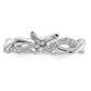 14k White Gold Diamond Round CZ Criss Cross Engagement Ring