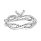 14k White Gold Diamond Round CZ Criss Cross Engagement Ring
