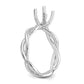 14k White Gold Diamond Round CZ Criss Cross Engagement Ring