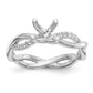 14k White Gold Diamond Round CZ Criss Cross Engagement Ring
