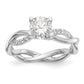 14k White Gold Diamond Round CZ Criss Cross Engagement Ring