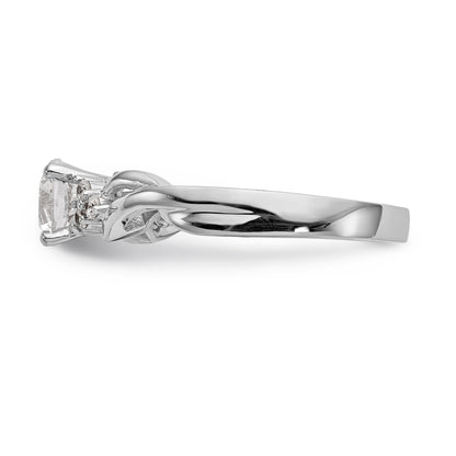 14k White Gold Diamond Round CZ Criss Cross Engagement Ring