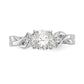 14k White Gold Diamond Round CZ Criss Cross Engagement Ring