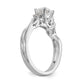 14k White Gold Diamond Round CZ Criss Cross Engagement Ring