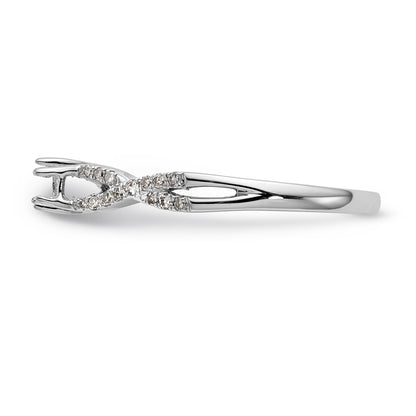 14k White Gold Diamond Round CZ Criss Cross Engagement Ring