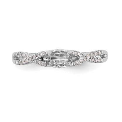 14k White Gold Diamond Round CZ Criss Cross Engagement Ring