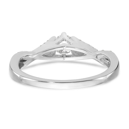 14k White Gold Diamond Round CZ Criss Cross Engagement Ring