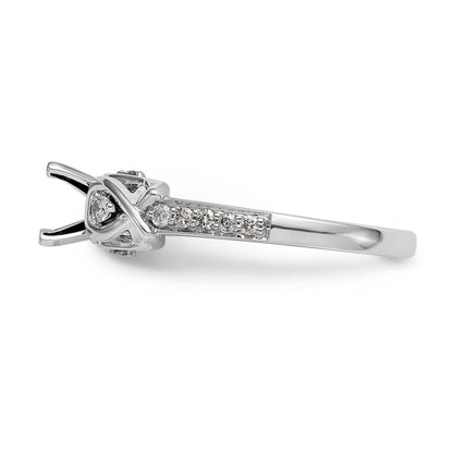 14k White Gold Peg Set Simulated Diamond Criss Cross Engagement Ring