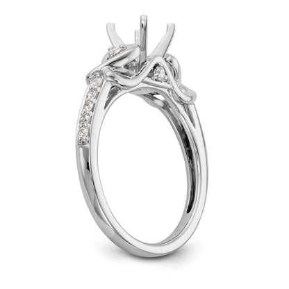 14k White Gold Peg Set Simulated Diamond Criss Cross Engagement Ring