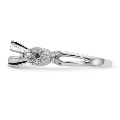 14k White Gold Peg Set Simulated Diamond Criss Cross Engagement Ring