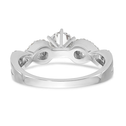 14k White Gold Peg Set Simulated Diamond Criss Cross Engagement Ring