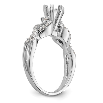 14k White Gold Peg Set Simulated Diamond Criss Cross Engagement Ring