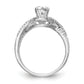 14k White Gold Peg Set Simulated Diamond Criss Cross Engagement Ring