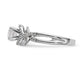 14k White Gold Peg Set Simulated Diamond Criss Cross Engagement Ring
