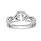 14k White Gold Peg Set Simulated Diamond Criss Cross Engagement Ring