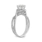 14k White Gold Peg Set Simulated Diamond Criss Cross Engagement Ring