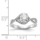 14k White Gold Peg Set Simulated Diamond Criss Cross Engagement Ring