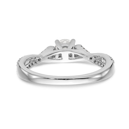 14kw Peg Set Simulated Diamond Criss Cross Engagement Ring