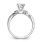 14k White Gold Peg Set Simulated Diamond Criss Cross Engagement Ring