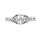 14k White Gold Peg Set Simulated Diamond Criss Cross Engagement Ring