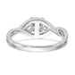 14k White Gold Peg Set Simulated Diamond Criss Cross Engagement Ring