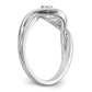14k White Gold Peg Set Simulated Diamond Criss Cross Engagement Ring
