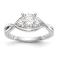 14k White Gold Peg Set Simulated Diamond Criss Cross Engagement Ring