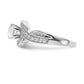 14k White Gold Peg Set Simulated Diamond Criss Cross Engagement Ring