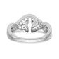 14k White Gold Peg Set Simulated Diamond Criss Cross Engagement Ring