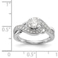 14k White Gold Peg Set Simulated Diamond Criss Cross Engagement Ring
