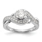 14k White Gold Peg Set Simulated Diamond Criss Cross Engagement Ring