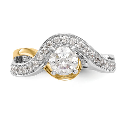 14k TT Peg Set Simulated Diamond Criss Cross Engagement Ring