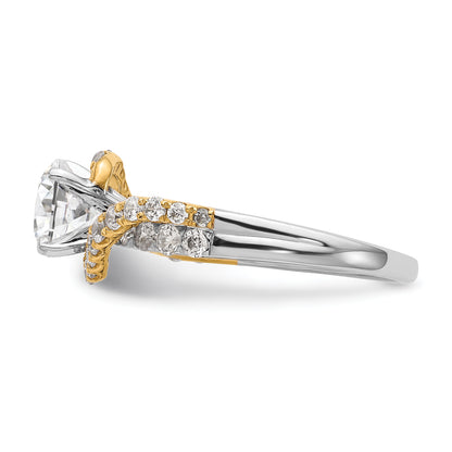 14k TT Peg Set Simulated Diamond Criss Cross Engagement Ring