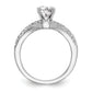14k White Gold Peg Set Simulated Diamond Criss Cross Engagement Ring