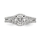 14k White Gold Peg Set Simulated Diamond Criss Cross Engagement Ring