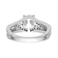 14k White Gold Peg Set Simulated Diamond Criss Cross Engagement Ring