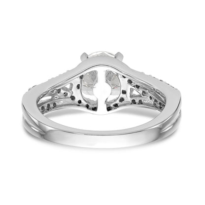 14k White Gold Peg Set Simulated Diamond Criss Cross Engagement Ring