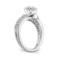 14k White Gold Peg Set Simulated Diamond Criss Cross Engagement Ring