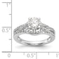 14k White Gold Peg Set Simulated Diamond Criss Cross Engagement Ring