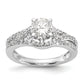 14k White Gold Peg Set Simulated Diamond Criss Cross Engagement Ring