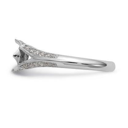14kw Peg Set Simulated Diamond Criss Cross Engagement Ring